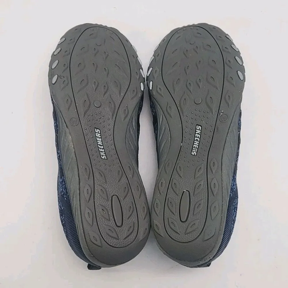 Skechers Sneaker Shoe Loafer Blue Wide Fit Women Sz 9.5 Foam Slip-on 100301W